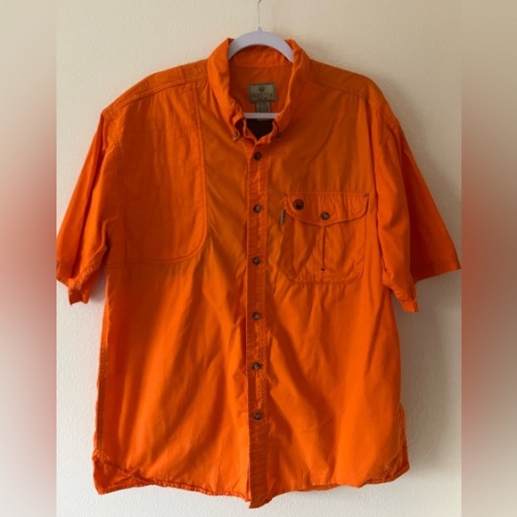 Baretta Men’s Orange Button Down Short Sleeve Vented Tactical Shirt XL - Picture 1 of 10
